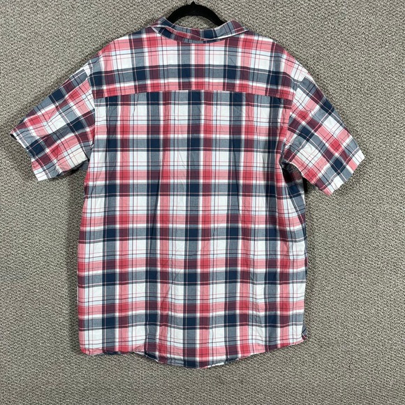 Columbia Shirt Mens Size XXL Red Gray Plaid Short Sleeves Regular Fit Button Up - Picture 4 of 10